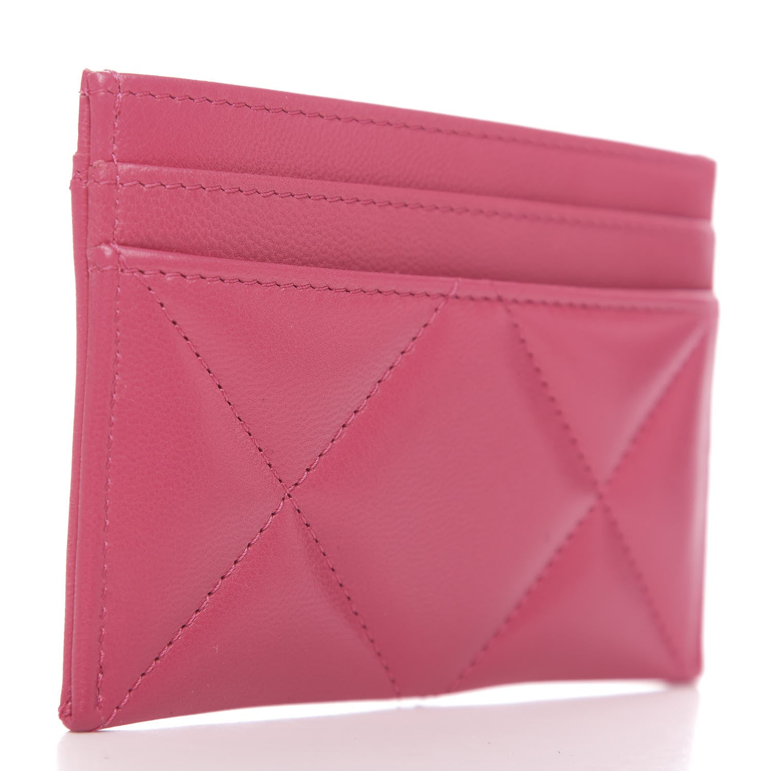 Chanel Shiny Goatskin Quilted 19 Card Holder Dark Pink 3 of 9