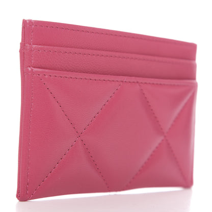 Chanel Shiny Goatskin Quilted 19 Card Holder Dark Pink 3 of 9