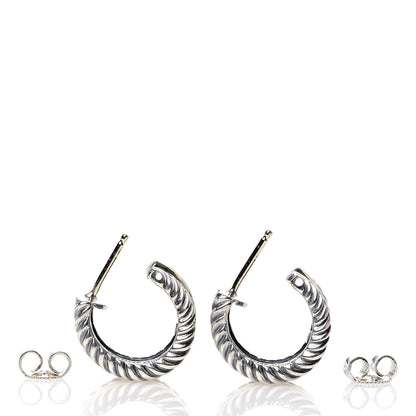 David Yurman Sterling Silver 14K Yellow Gold 16mm Cable Classics Hoop Earrings 3 of 5