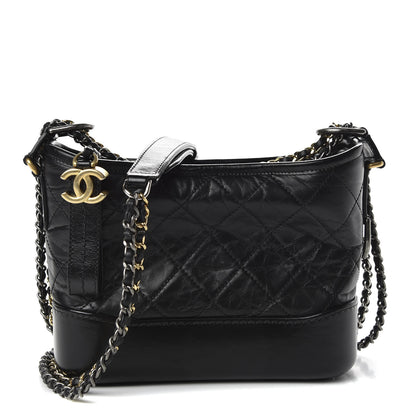 Chanel Aged Calfskin Quilted Small Gabrielle Hobo Black 1 of 10