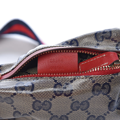 Gucci Crystal Monogram Web Double Pocket Belt Bag Navy Red 7 of 10