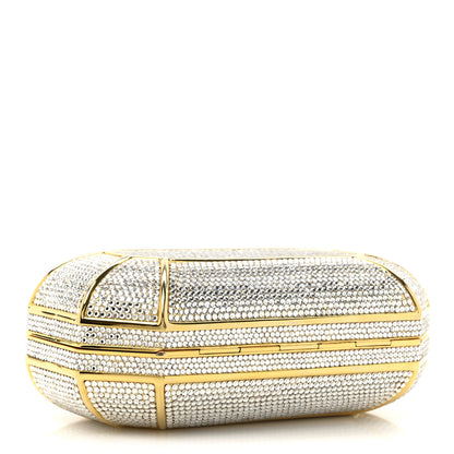 Judith Leiber Swarovski Crystal Minaudiere Clutch Gold Silver 4 of 11