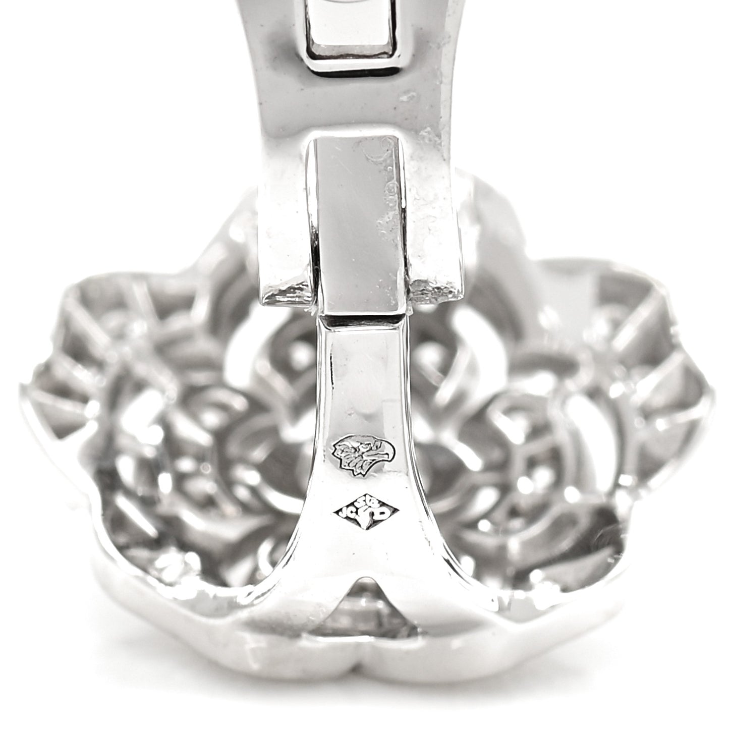 18K White Gold Diamond Bouton de Camelia Earrings