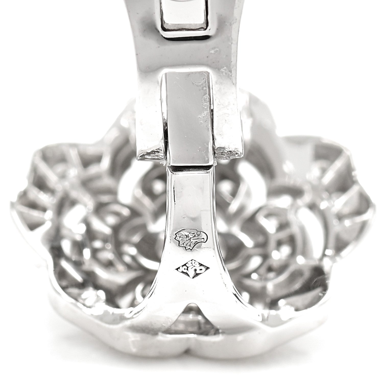 Chanel 18K White Gold Diamond Bouton de Camelia Earrings 4 of 5