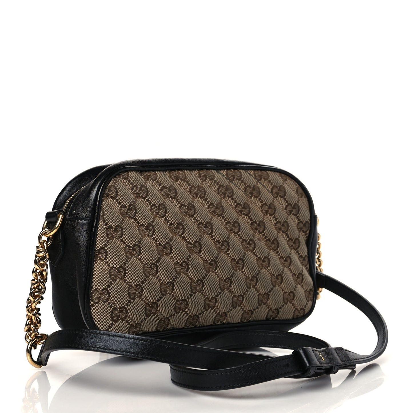Monogram Matelasse Diagonal Small GG Marmont Chain Shoulder Bag Beige Black