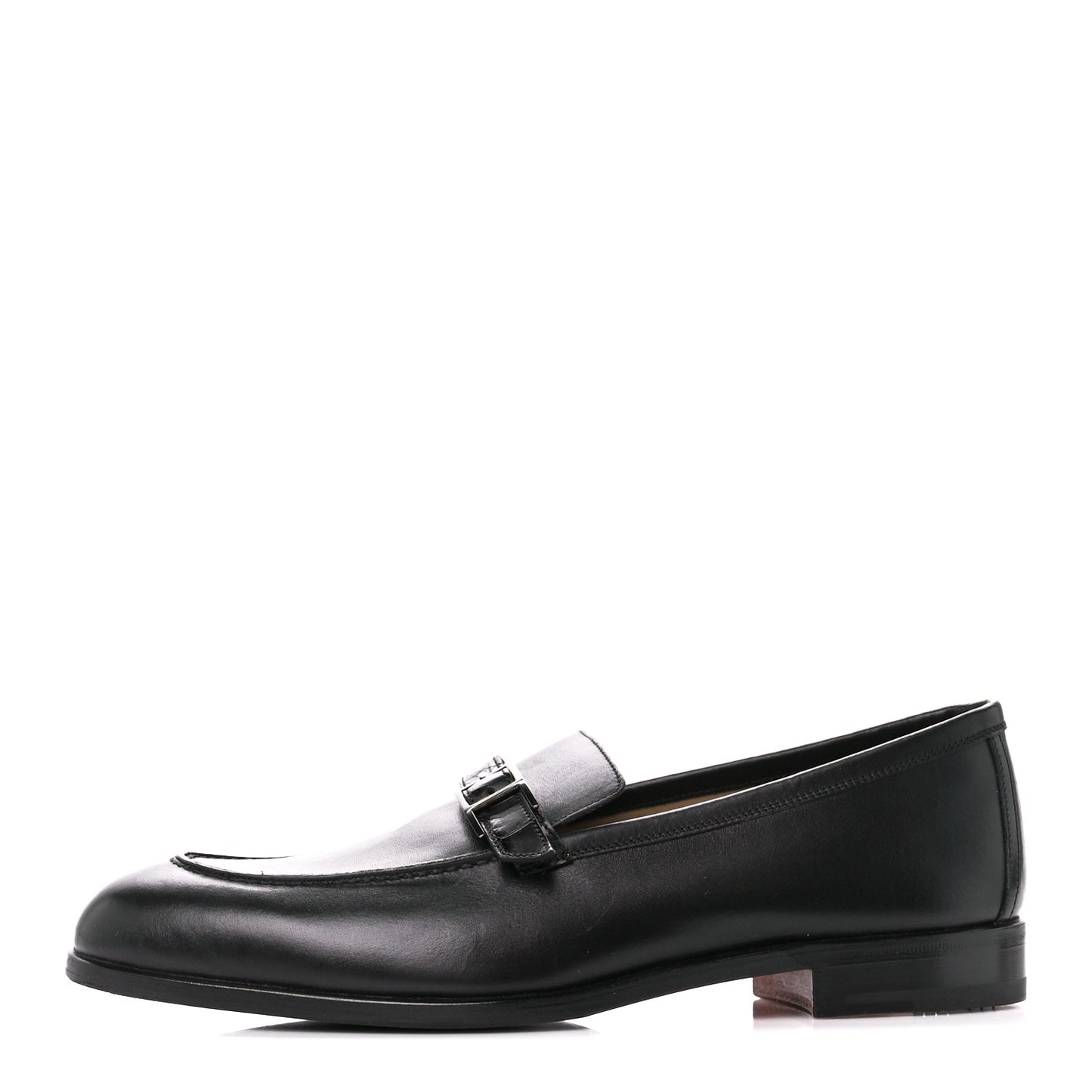 Calfskin Shiny Alligator Mens Monterey Loafers 42 Black