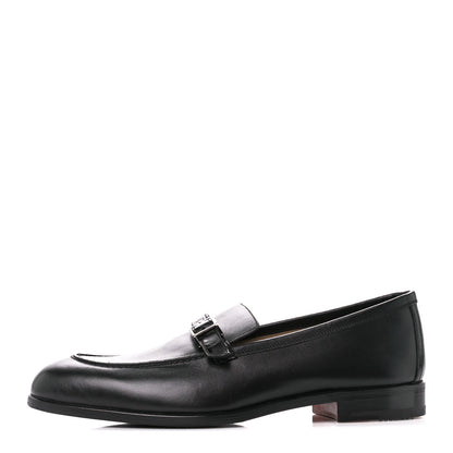 Hermes Calfskin Shiny Alligator Mens Monterey Loafers 42 Black 1 of 8