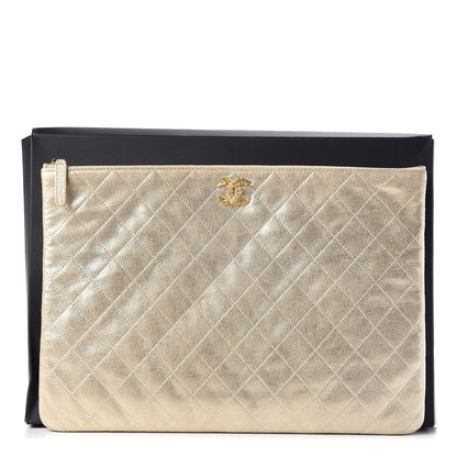 Chanel Metallic Calfskin Quilted Large Cosmetic Case Light Gold 9 of 9