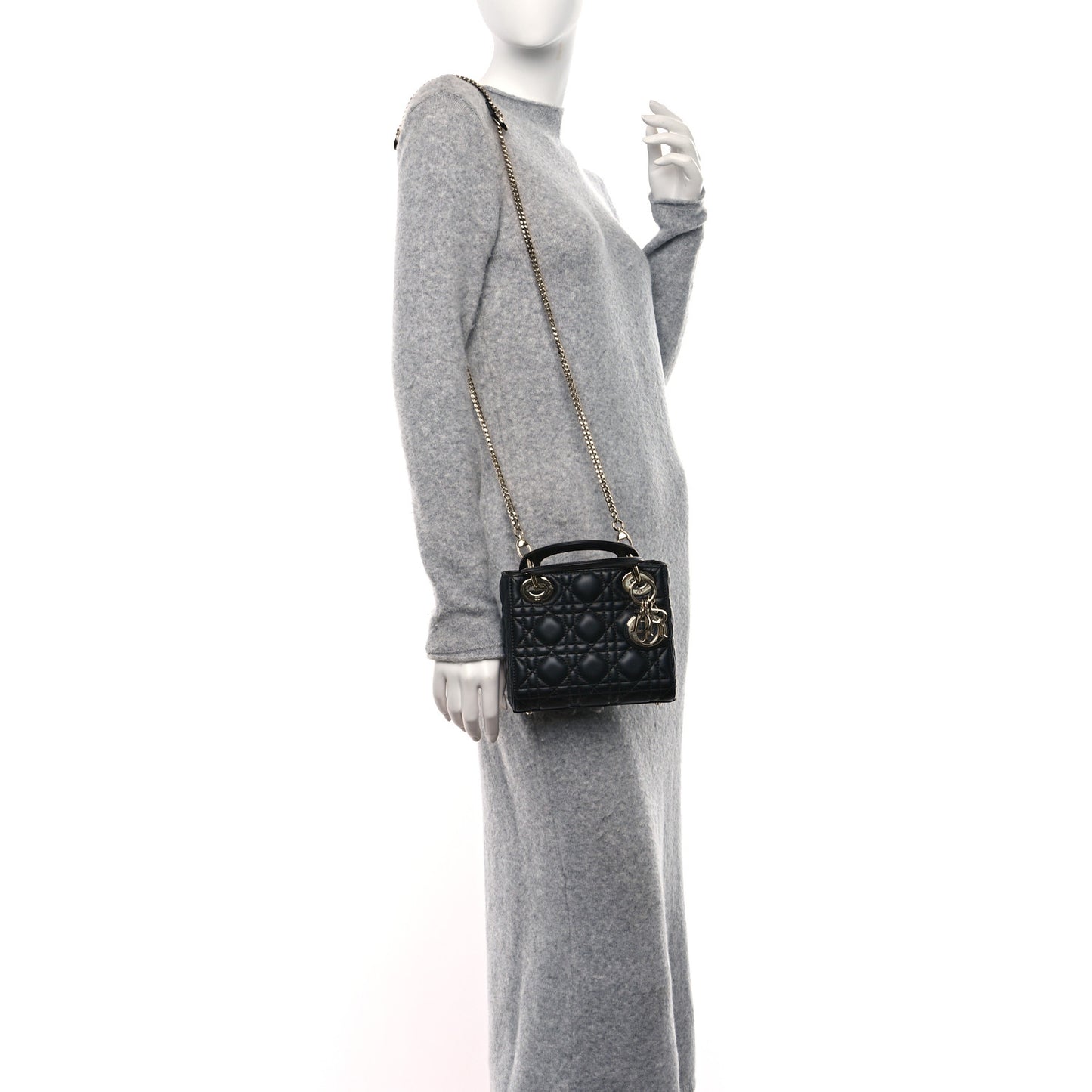 Lambskin Cannage Mini Lady Dior Black