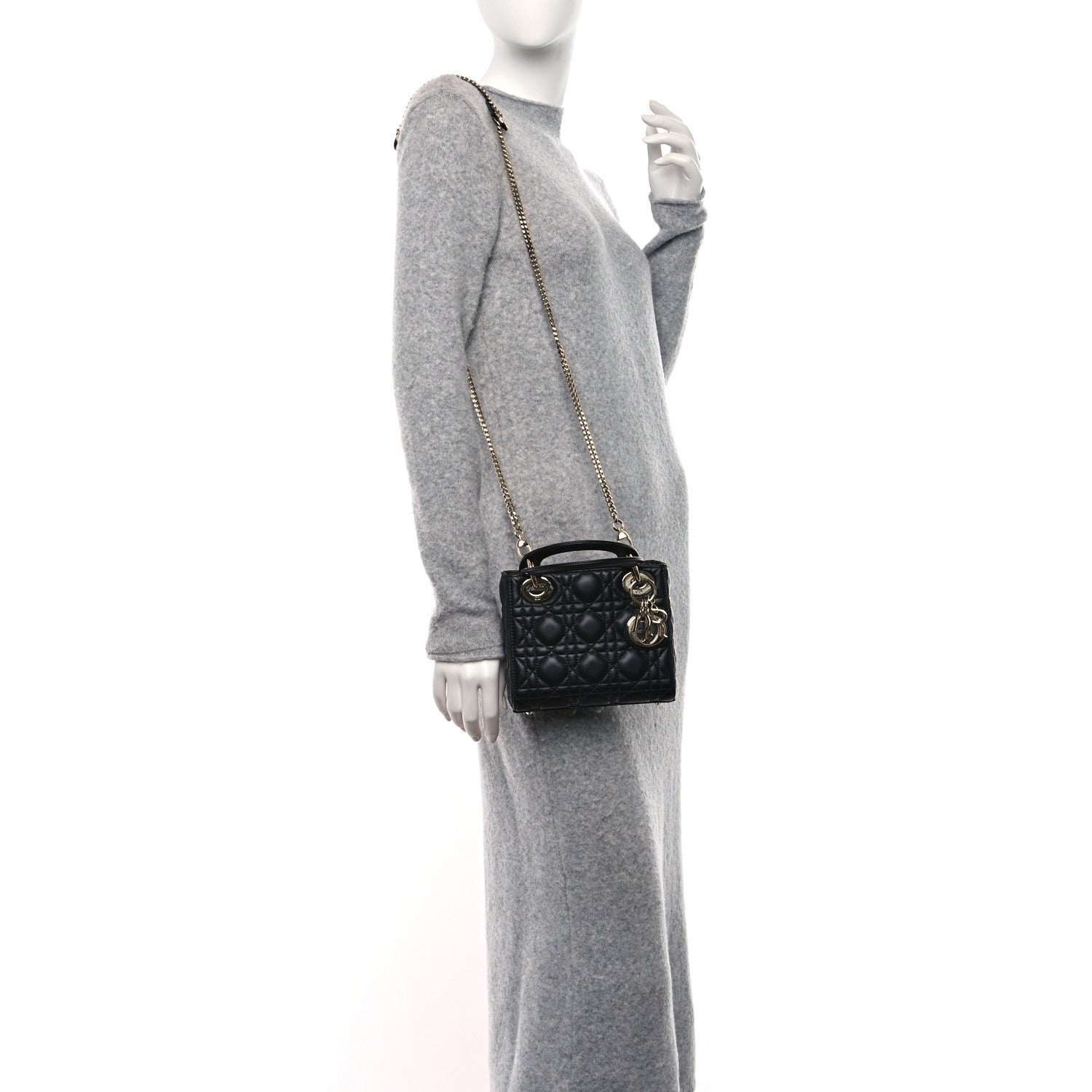 Christian Dior Lambskin Cannage Mini Lady Dior Black 2 of 11