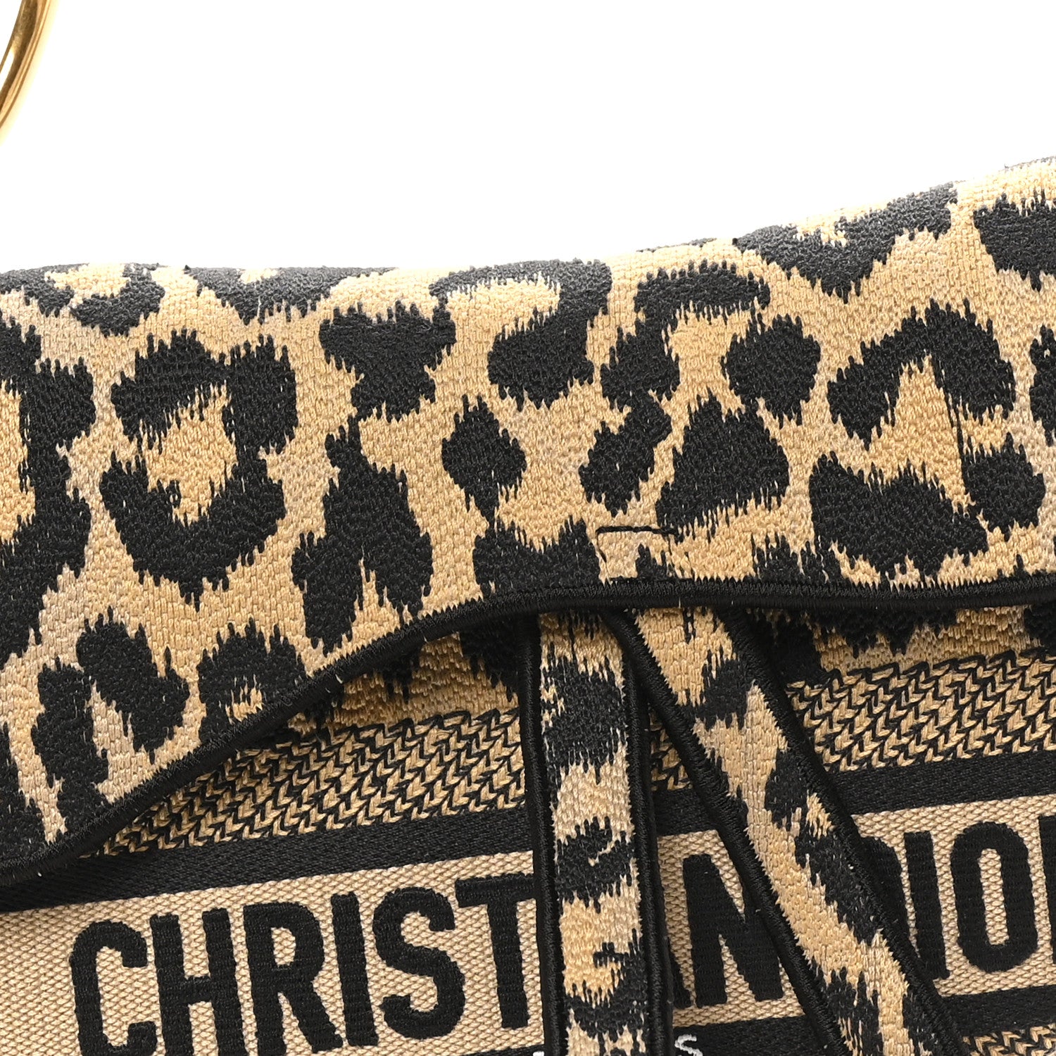 Christian Dior Canvas Mizza Embroidered Saddle Bag Beige