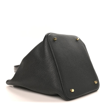 Hermes Taurillon Clemence Matte Alligator Picotin Lock Touch 22 MM Black 4 of 10