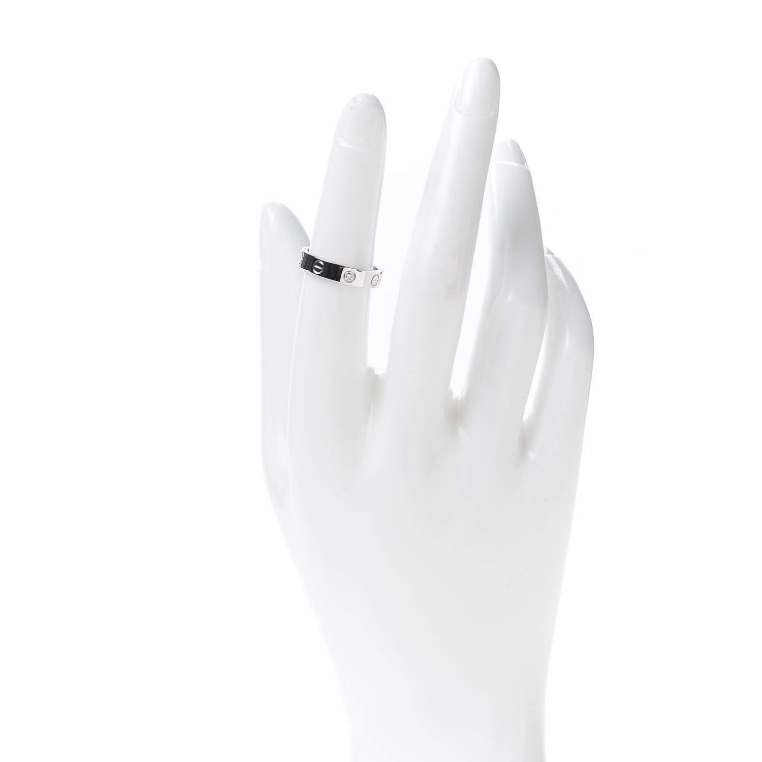 Cartier 18K White Gold Diamond 4mm LOVE Wedding Band Ring 51 5.75 2 of 5