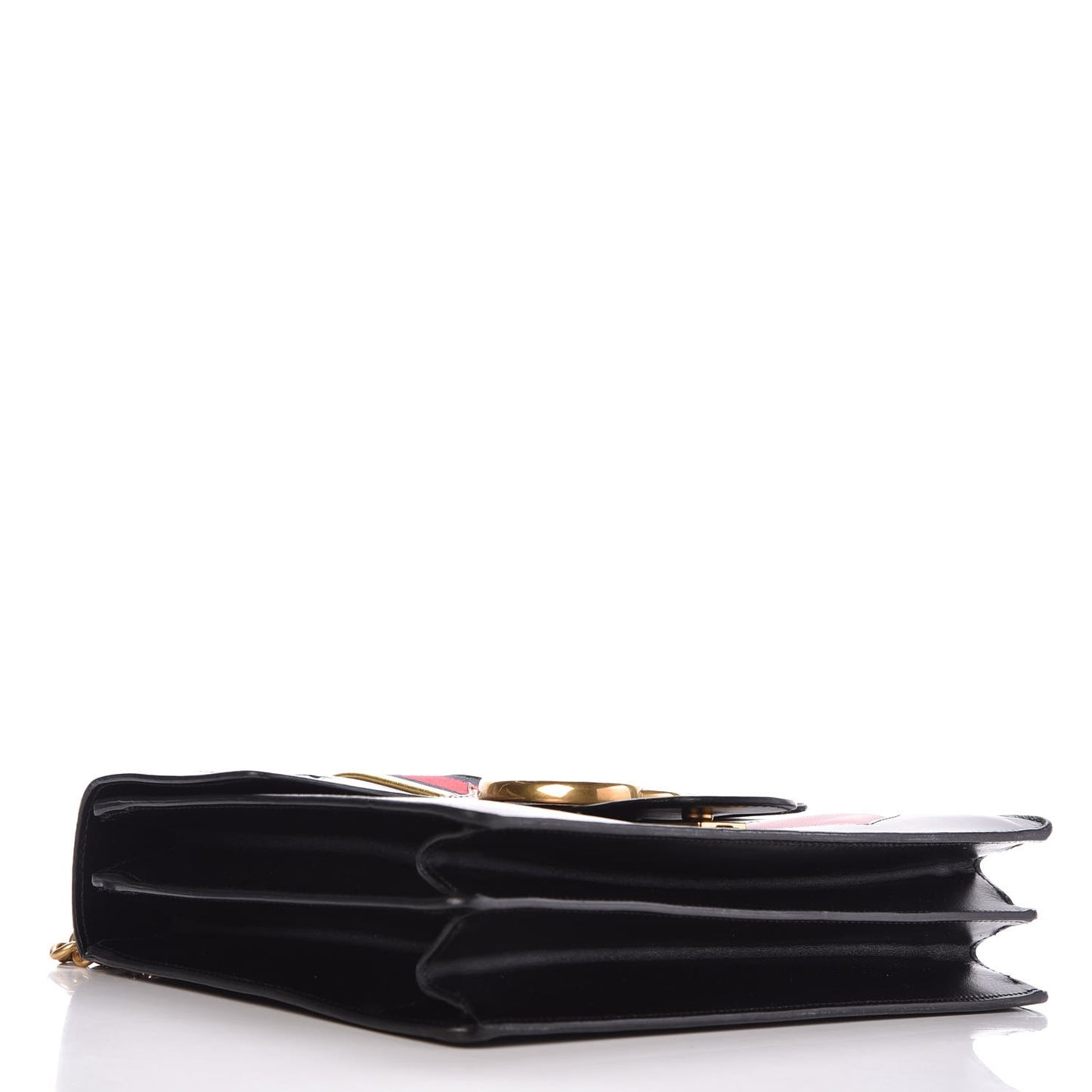 Calfskin Web Heart Medium GG Marmont Chain Handle Bag Black