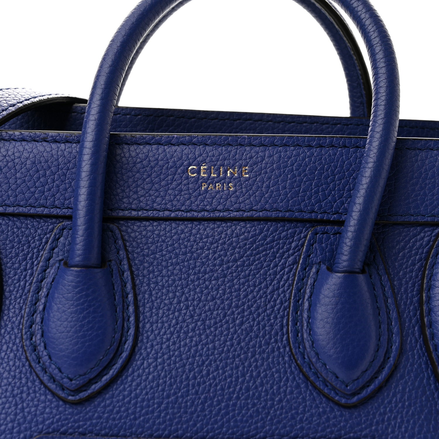 Celine Drummed Calfskin Nano Luggage Indigo 8 of 10