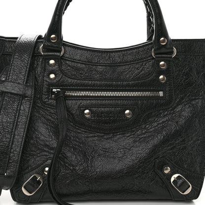 Balenciaga Agneau Arena Neo Classic Silver Hardware Medium Upside Down Tote Black 7 of 9