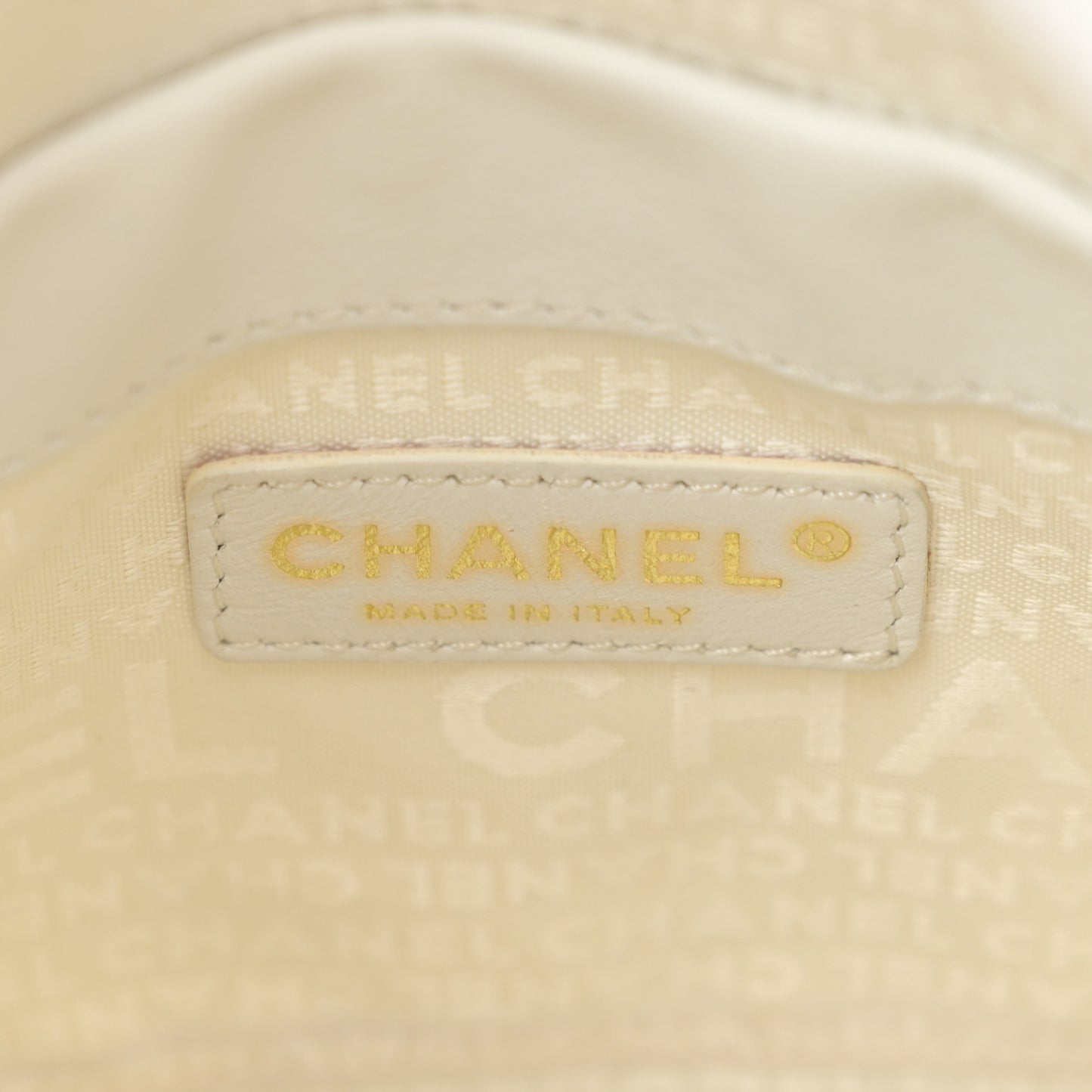 Calfskin CC Bucket Hobo White