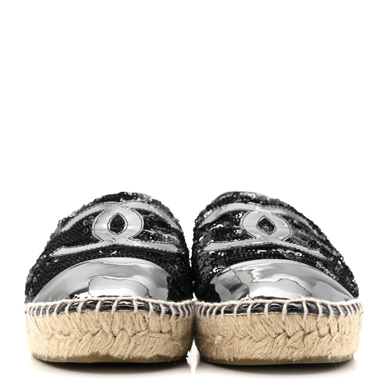 Chanel Patent Sequin CC Espadrilles 39 Black 3 of 10