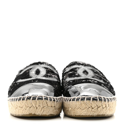 Chanel Patent Sequin CC Espadrilles 39 Black 3 of 10