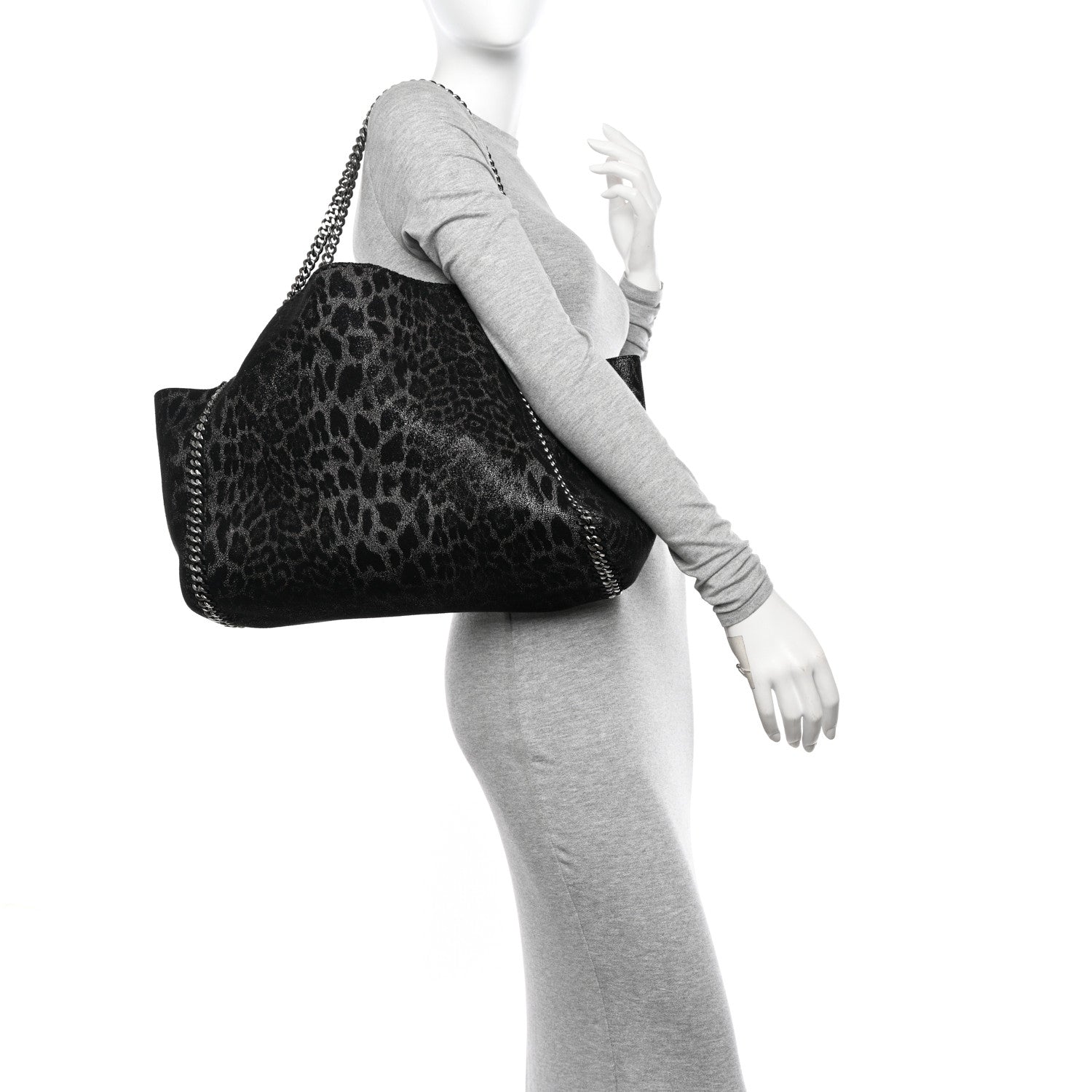 Stella McCartney Leopard Shaggy Deer Falabella Reversible Tote Grey 2 of 11