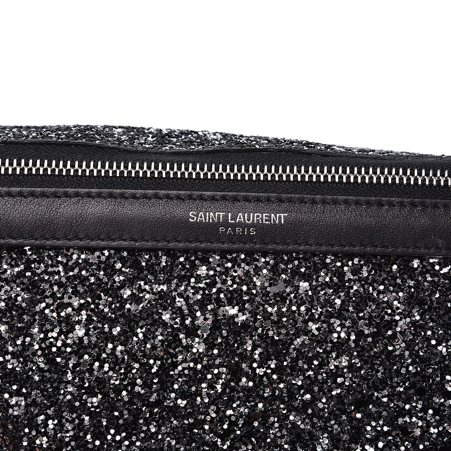 Saint Laurent Lambskin Glitter Belt Bag Metallic Black 9 of 10