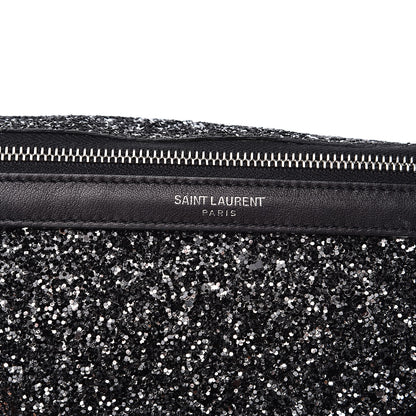 Saint Laurent Lambskin Glitter Belt Bag Metallic Black 9 of 10