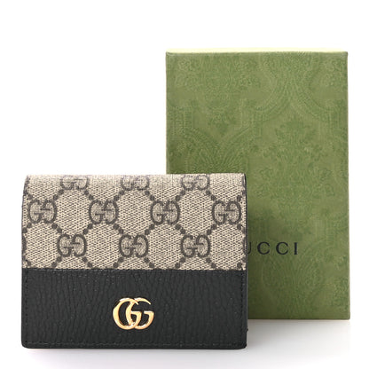 Gucci Dollar Calfskin GG Supreme Monogram GG Marmont Card Case Black Beige Ebony 8 of 8