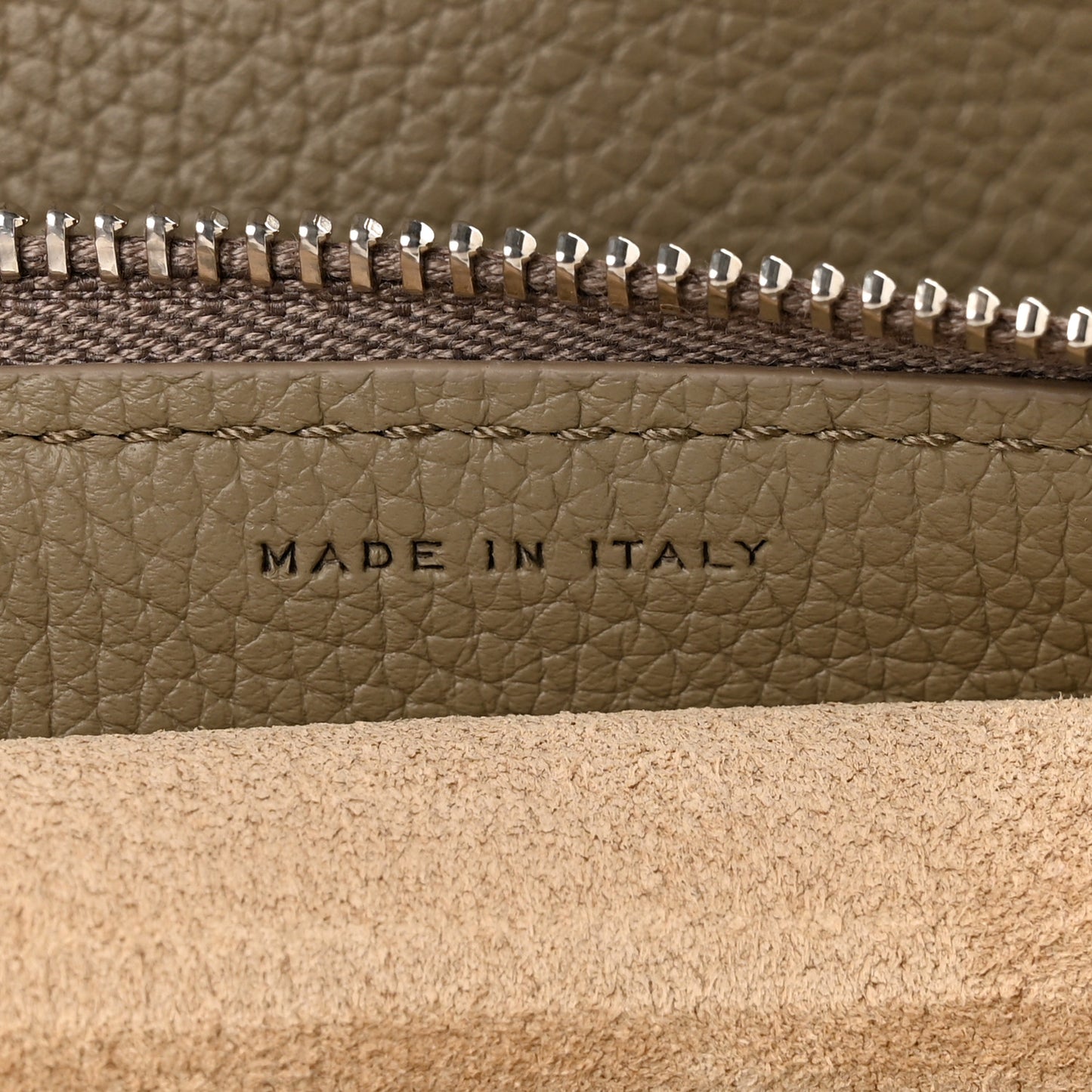 Grained Calfskin Large Slouchy Banana Bag Military Beige