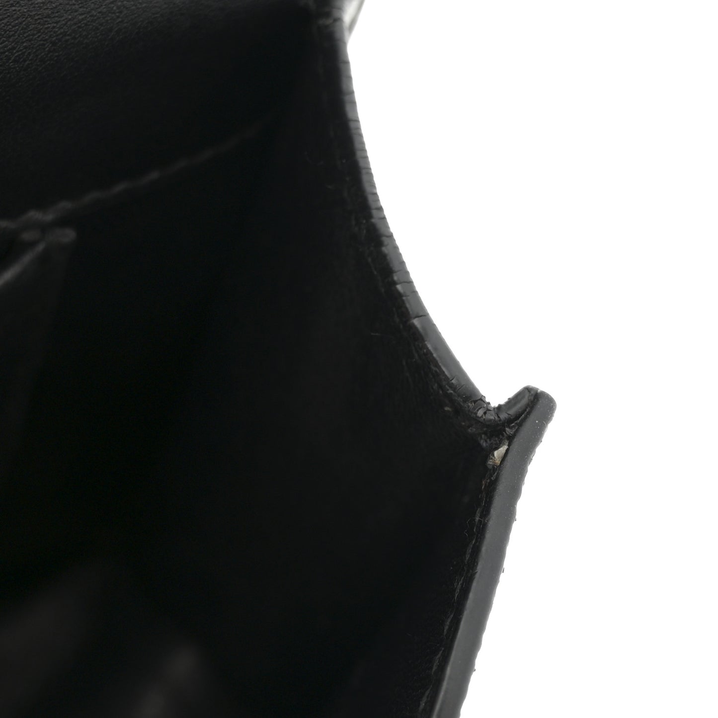 Saffiano Cuir Calfskin Monochrome Envelope Wallet on Chain Shoulder Bag Black