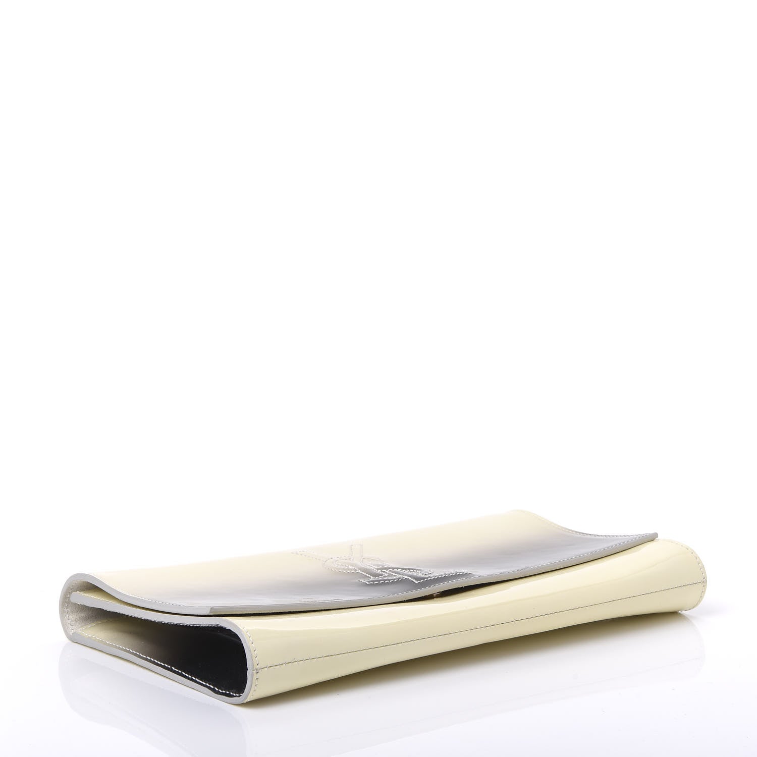 Saint Laurent Patent Calfskin Ombre Monogram Large Belle De Jour Clutch Ivory Black 3 of 9