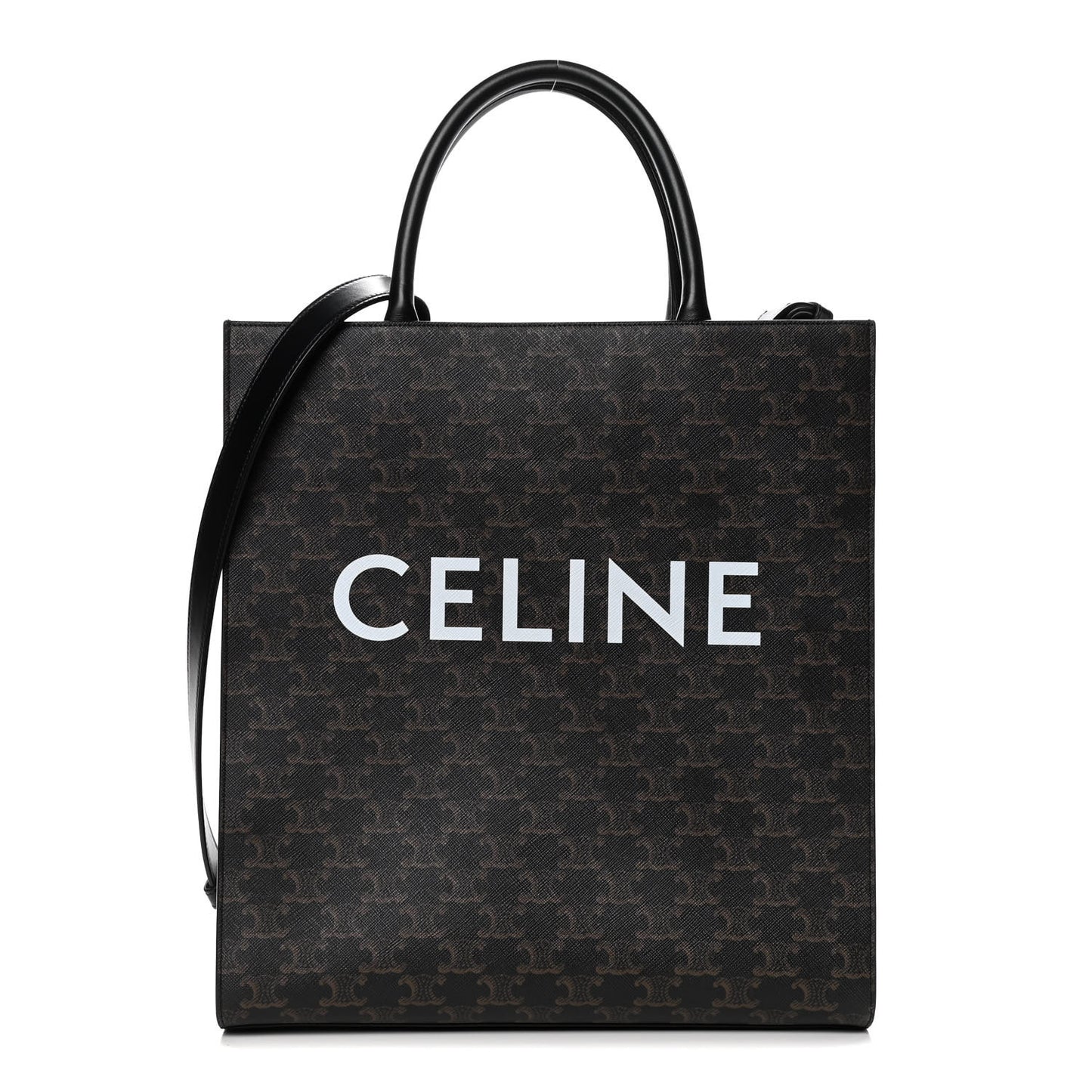 Triomphe Canvas Calfskin Medium Vertical Cabas Black