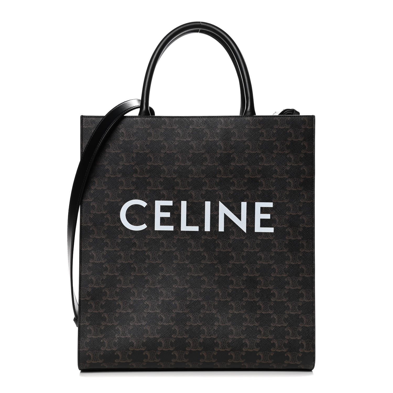 Celine Triomphe Canvas Calfskin Medium Vertical Cabas Black 1 of 10