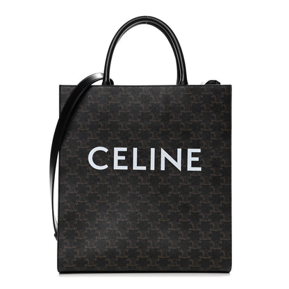 Celine Triomphe Canvas Calfskin Medium Vertical Cabas Black 1 of 10