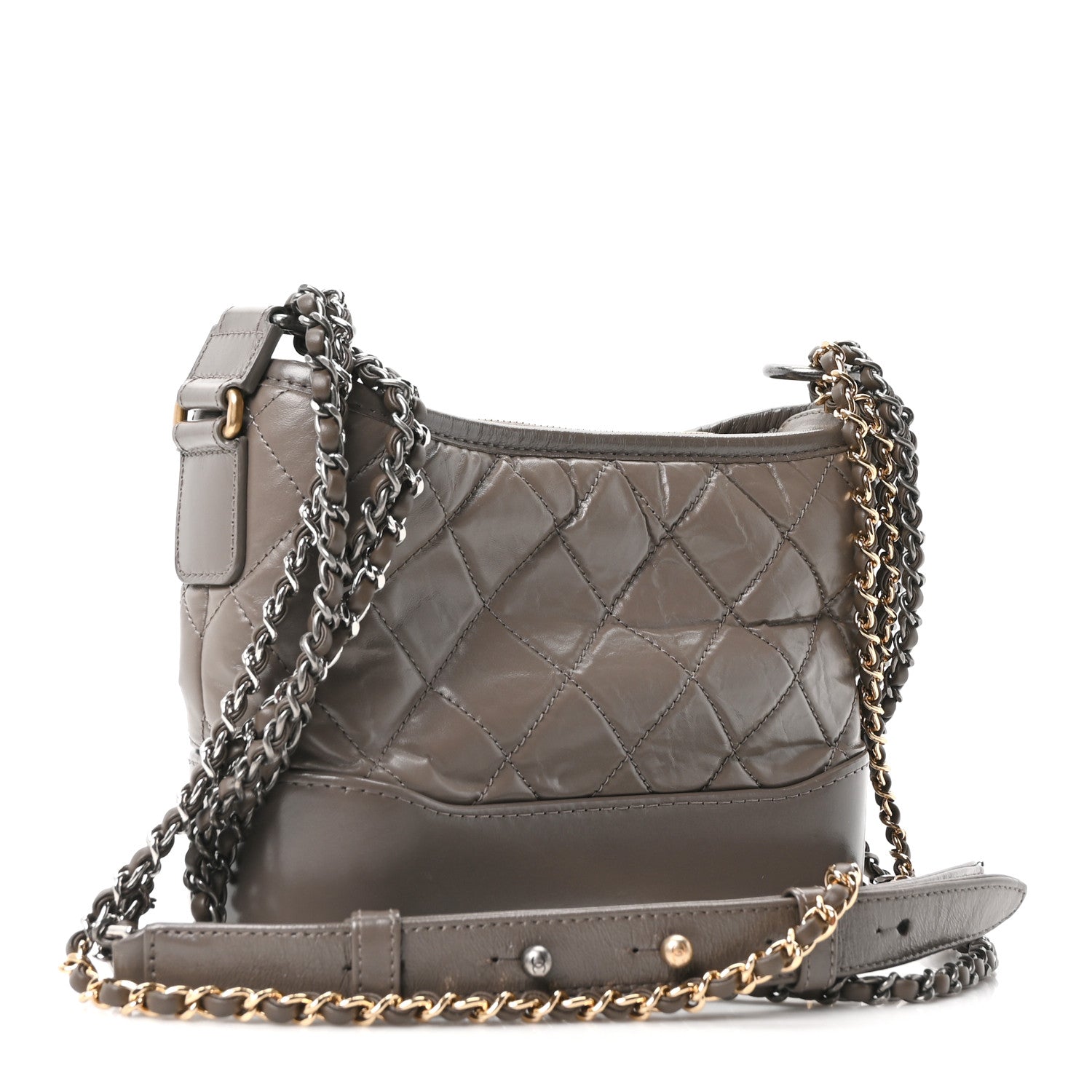 Chanel Aged Calfskin Quilted Small Gabrielle Hobo Grey 2 of 9