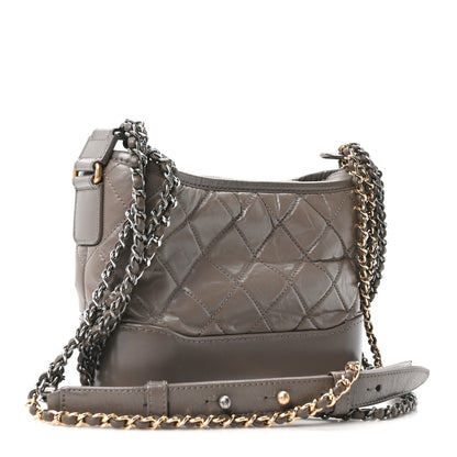 Chanel Aged Calfskin Quilted Small Gabrielle Hobo Grey 2 of 9