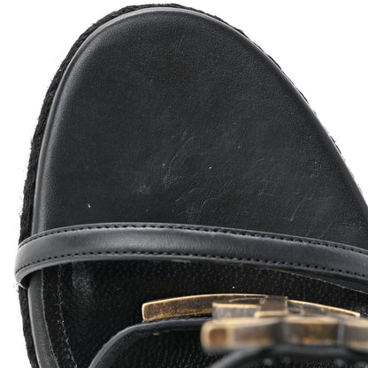 Saint Laurent Calfskin Cassandra Espadrille 105 Wedges 40 Black 9 of 9