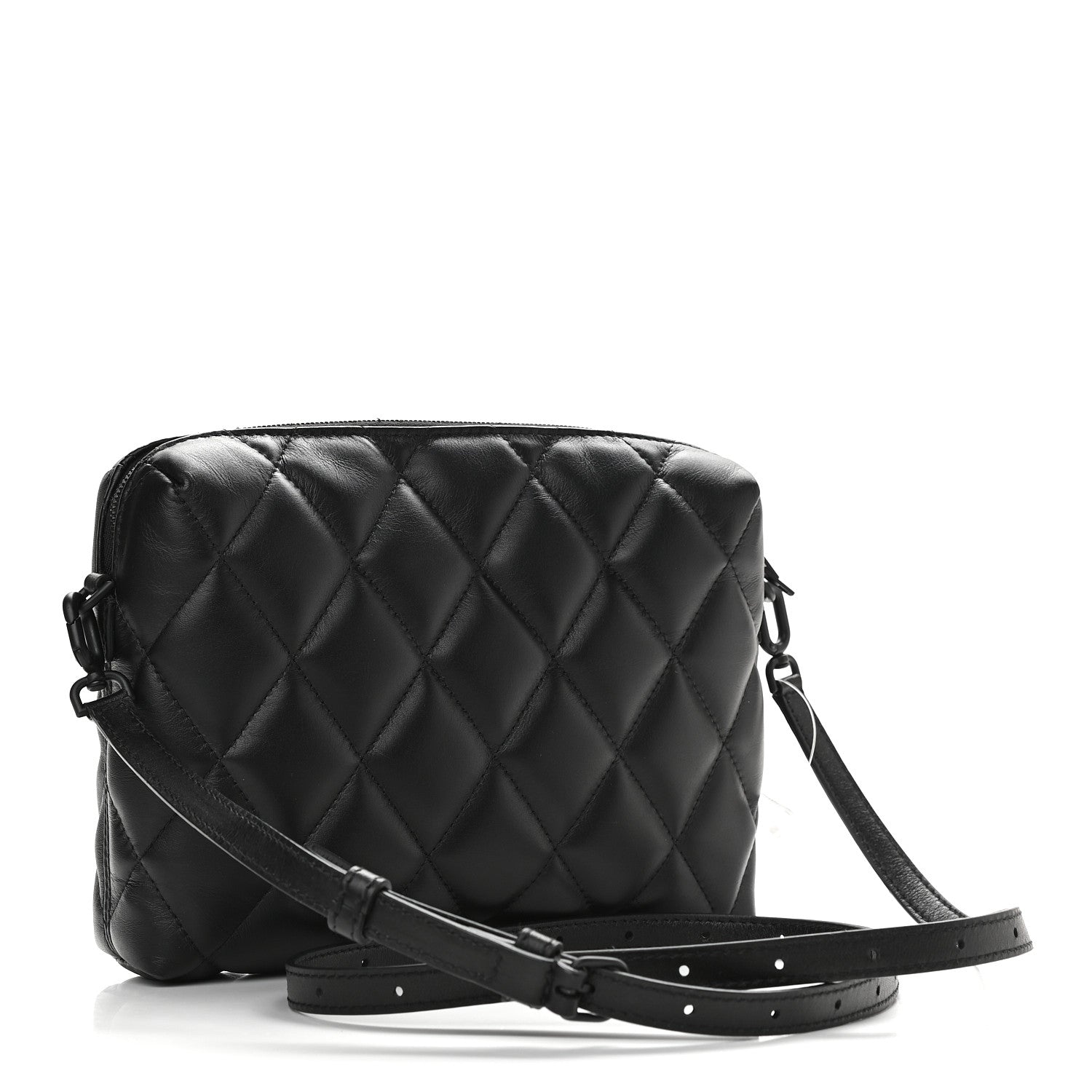 Balenciaga Nappa Calfskin Quilted Touch B Camera Shoulder Bag Black 2 of 8