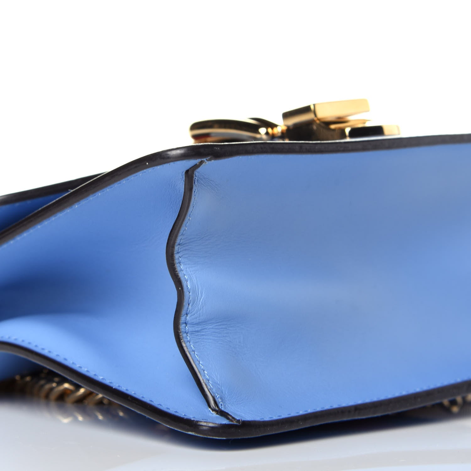 Gucci Calfskin Mini Sylvie Chain Shoulder Bag Clear Sky Blue 8 of 10