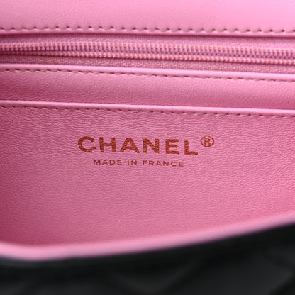 Chanel Lambskin Quilted Bi-Color Mini Top Handle Rectangular Flap Black Lilac 6 of 11