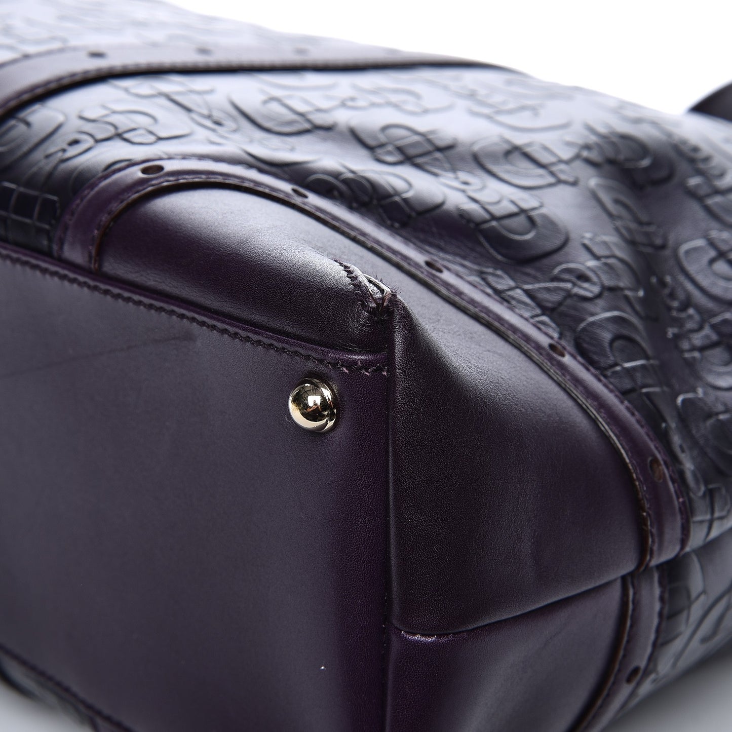 Calfskin Horsebit Embossed Large Glam Shoulder Bag Purple