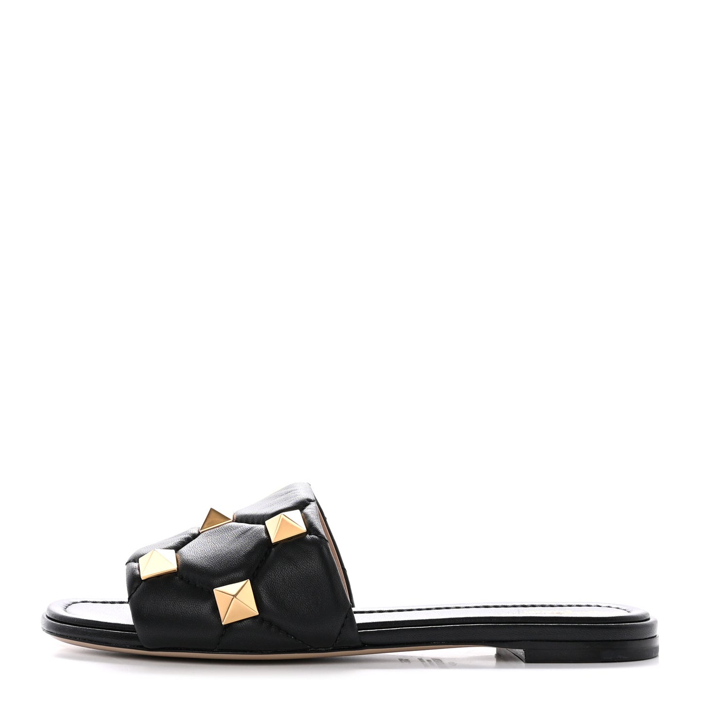 Nappa Roman Stud Flat Slide Sandals 39.5 Black
