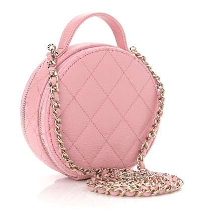 Chanel Caviar Quilted Round Handle With Care Vanity With Chain Pink 3 of 10
