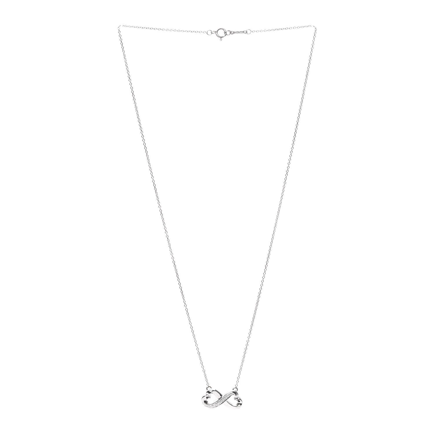 Tiffany 18K White Gold Diamond Paloma Picasso Double Loving Heart Necklace 3 of 5