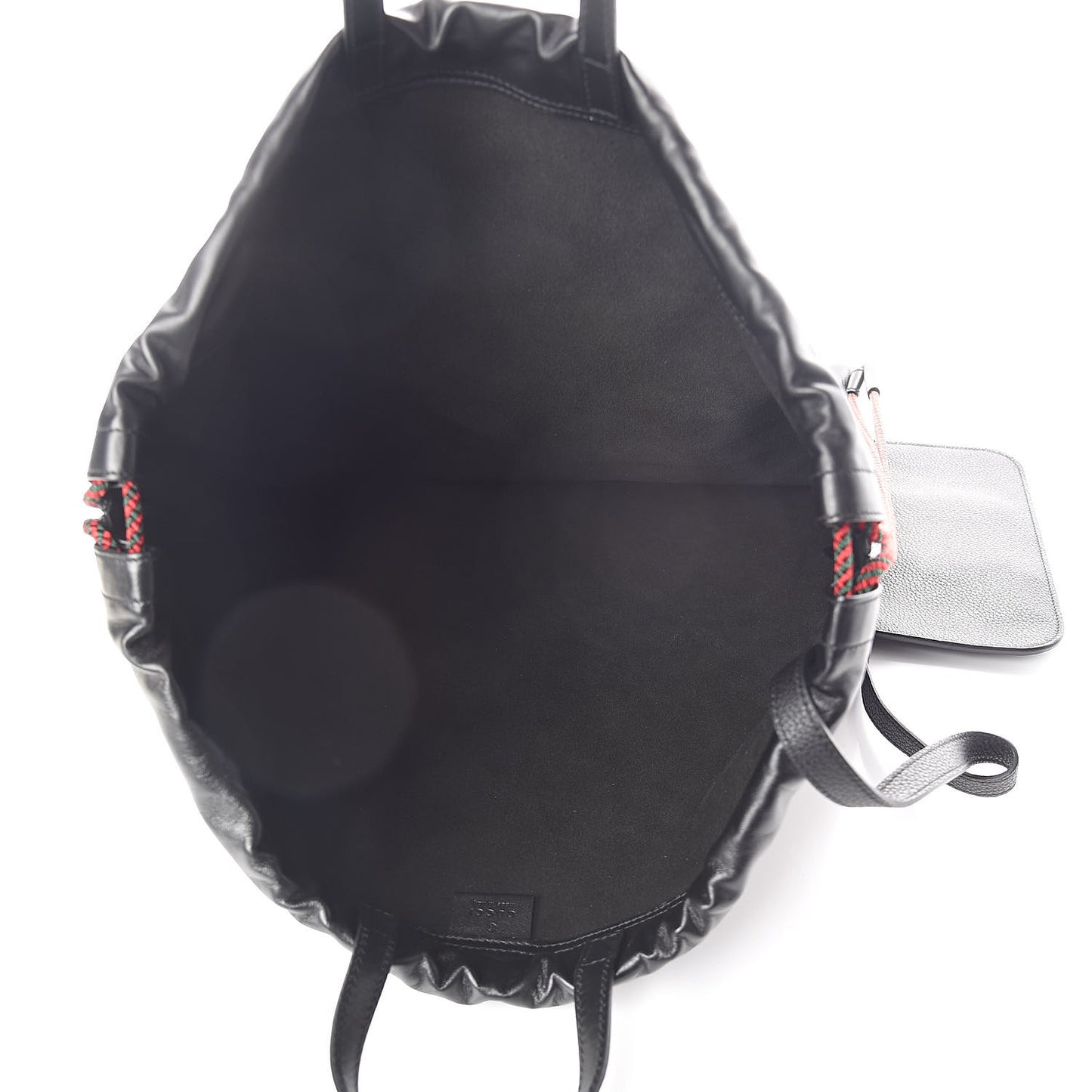 Calfskin Logo Drawstring Backpack Black