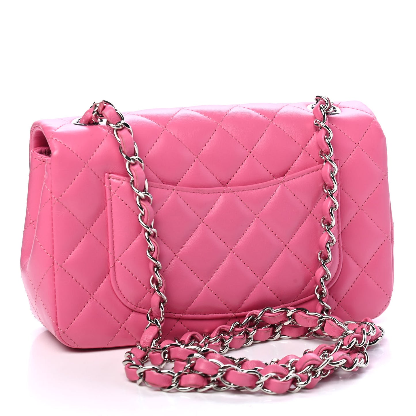 Lambskin Quilted Mini Rectangular Flap Pink