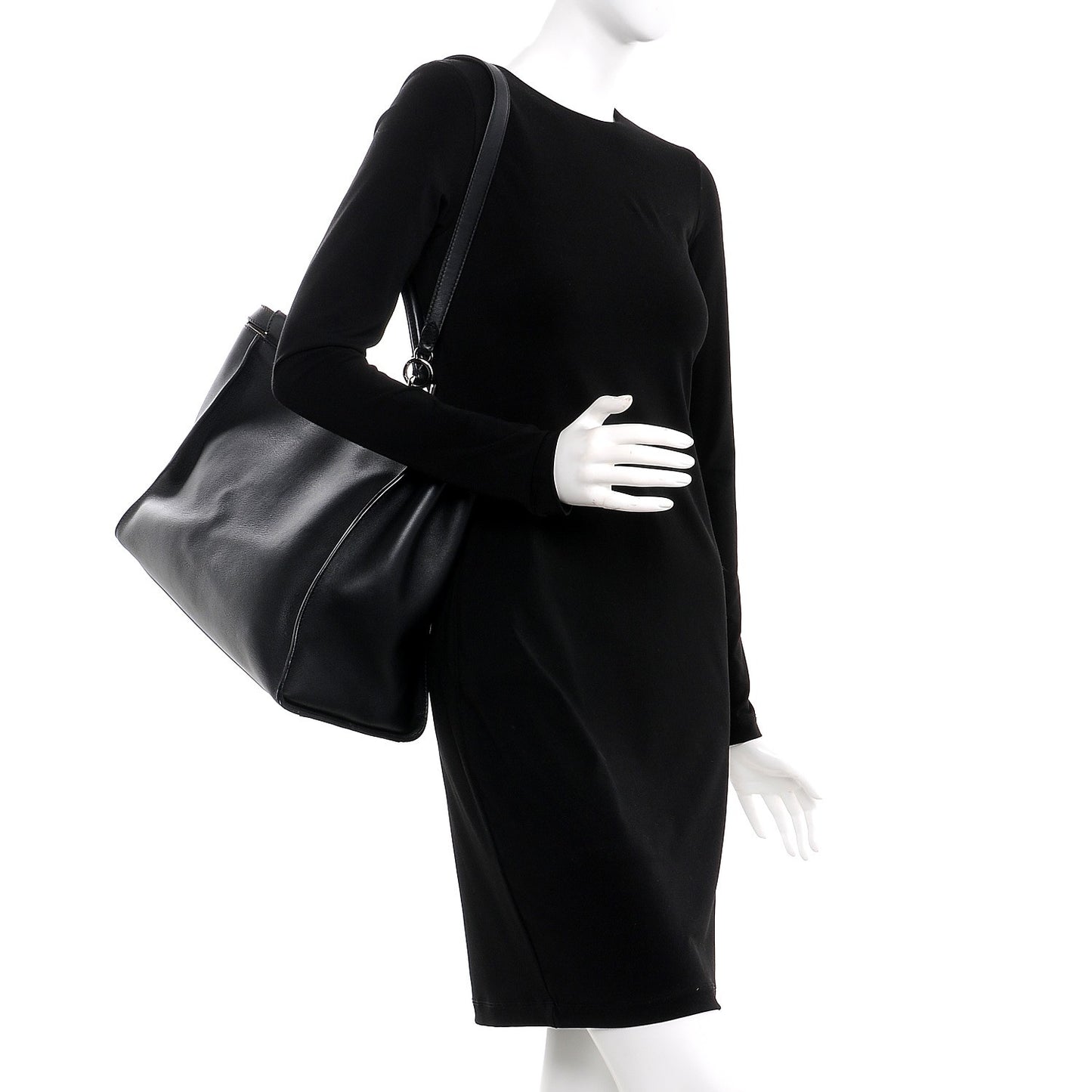 Vitello Dolce Shiny Nappa Large Peekaboo Iconic Satchel Black Camelia