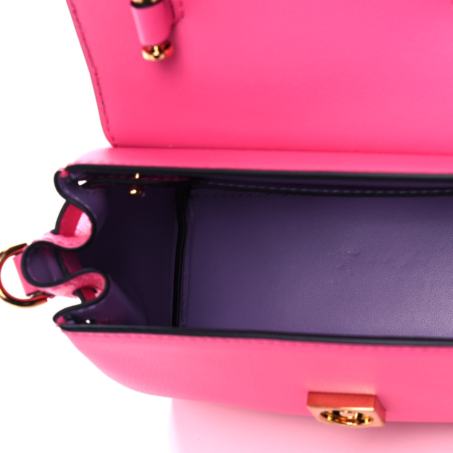 Grained Calfskin Small La Medusa Top Handle Bag Fuchsia