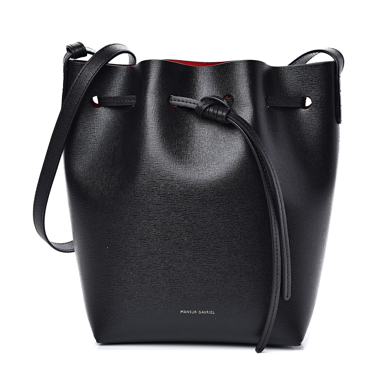Mansur Gavriel Saffiano Mini Bucket Bag Black Flamma 1 of 11