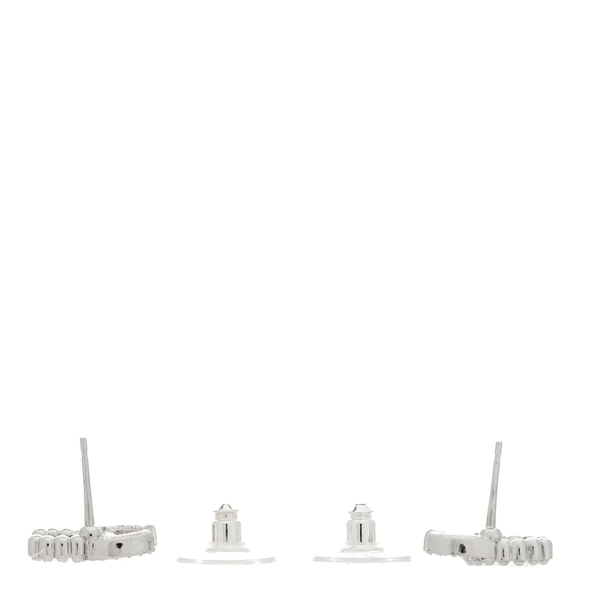 Chanel Crystal Pearl CC Earrings Silver 3 of 5