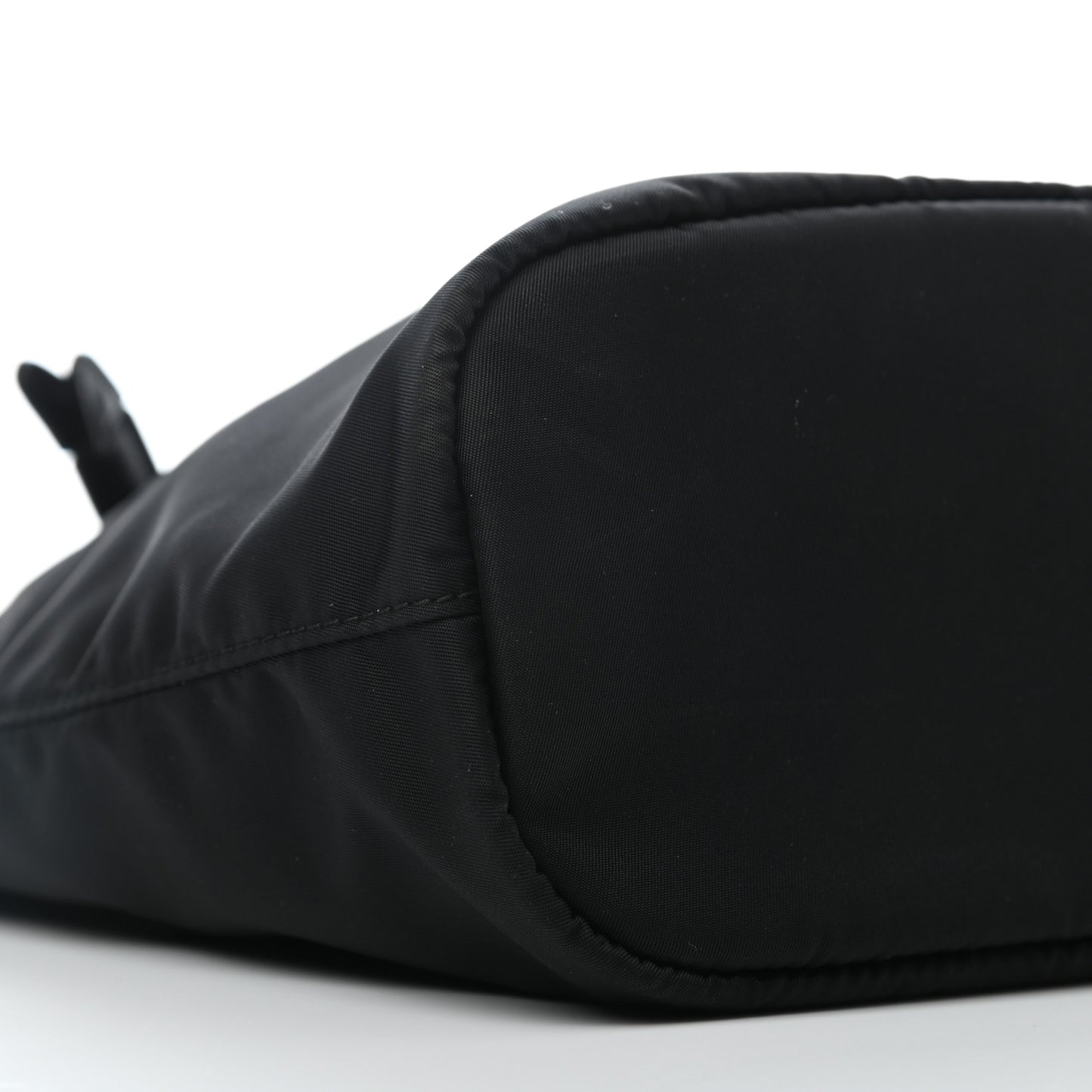 Saffiano Tessuto Nylon Vela Bucket Wristlet Black